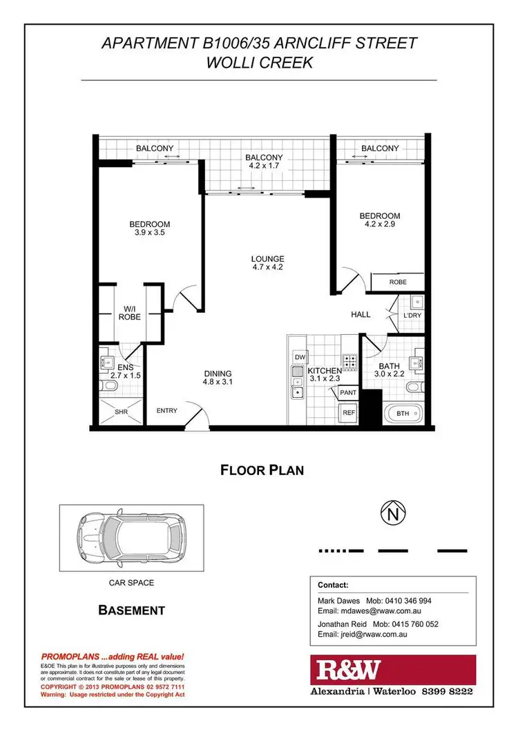 Floorplan of Homely apartment listing, B1006/35 Arncliffe Street, Wolli Creek NSW 2205
