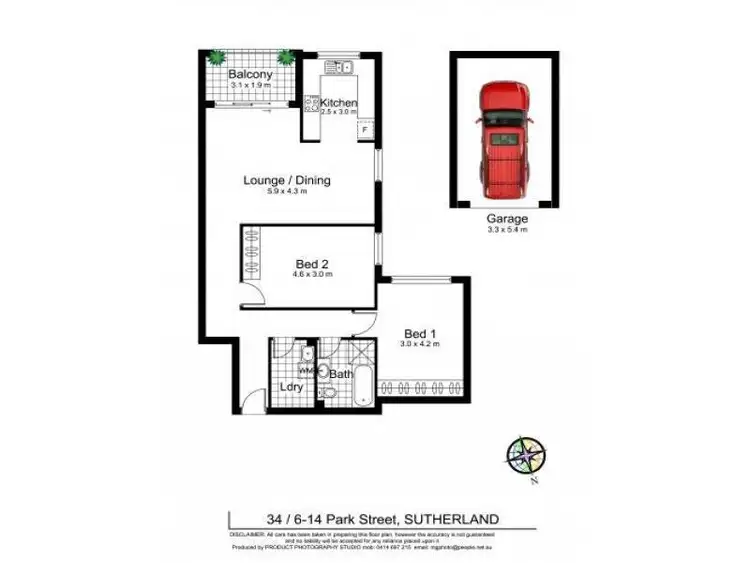 Floorplan of Homely apartment listing, 34/6-14 Park Street, Sutherland NSW 2232