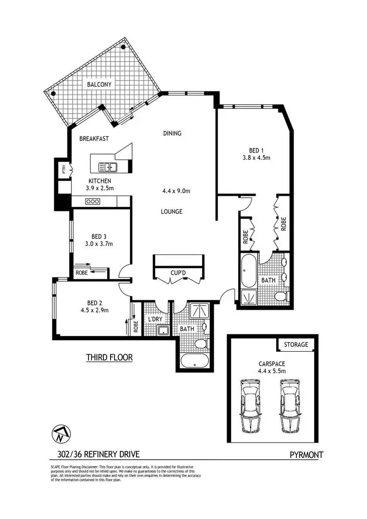 Floorplan of Homely apartment listing, 302/36 Refinery Drive, Pyrmont NSW 2009