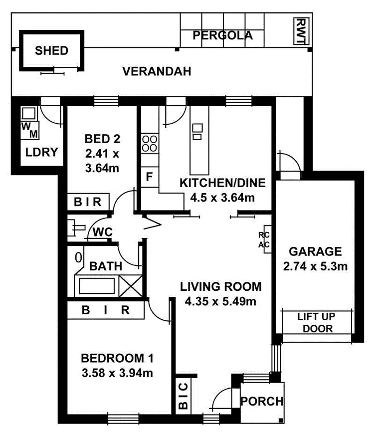 Floorplan of Homely unit listing, 2/2 Prior Road, Somerton Park SA 5044