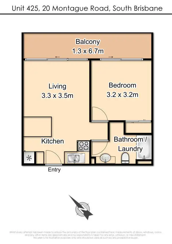 Floorplan of Homely unit listing, 425/20 Montague Road, South Brisbane QLD 4101