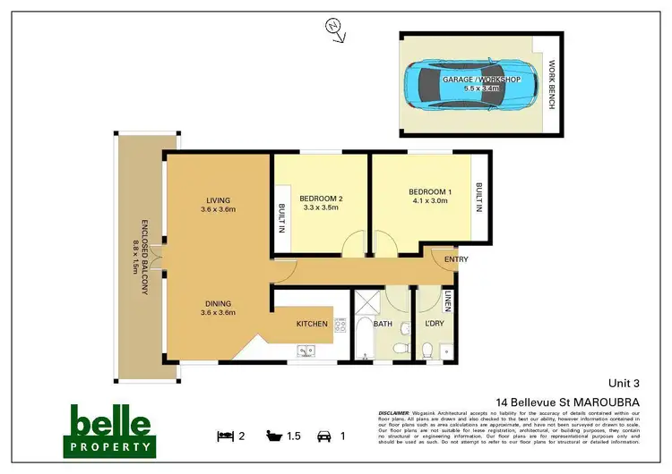 Floorplan of Homely apartment listing, 3/14 Bellevue Street, Maroubra NSW 2035