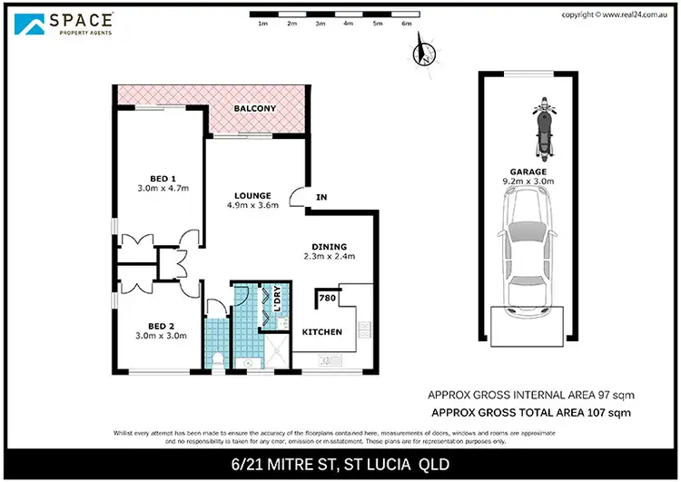 Floorplan of Homely unit listing, 6/21-23 Mitre Street, St Lucia QLD 4067