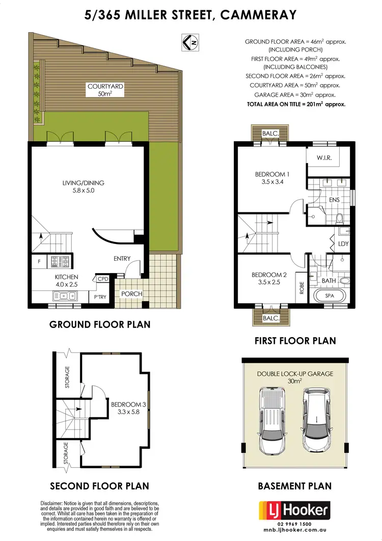 Floorplan of Homely townhouse listing, 5/365 Miller Street, Cammeray NSW 2062