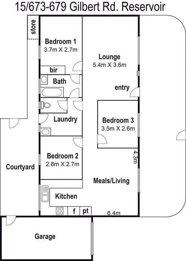 Floorplan of Homely unit listing, 15/673 - 679 Gilbert Road, Reservoir VIC 3073