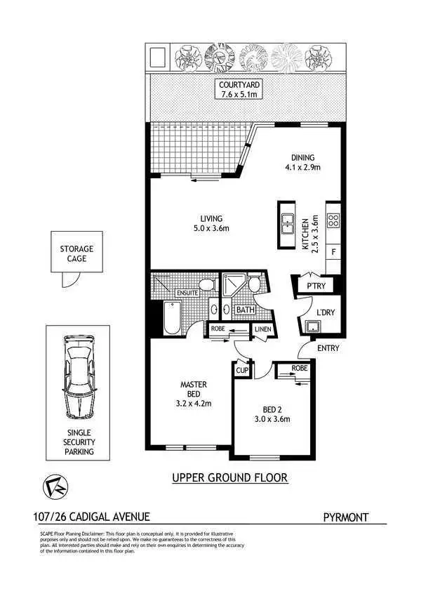 Floorplan of Homely apartment listing, 107/26 Cadigal Avenue, Pyrmont NSW 2009