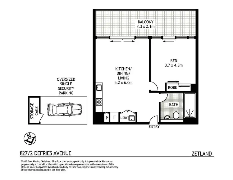 Floorplan of Homely apartment listing, 827/2B Defries Avenue, Zetland NSW 2017
