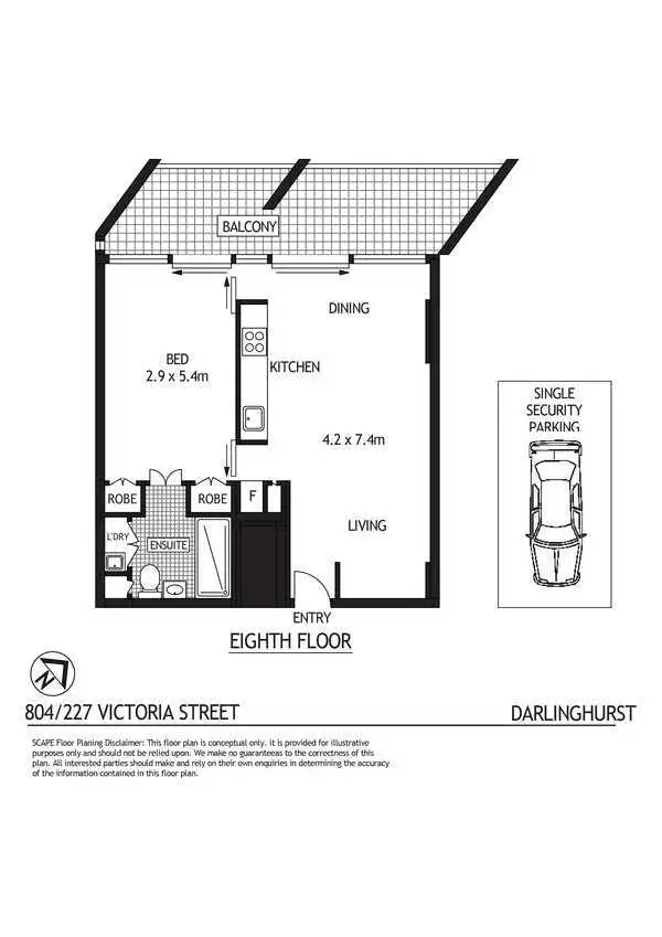 Floorplan of Homely apartment listing, 804/227 Victoria Street, Darlinghurst NSW 2010