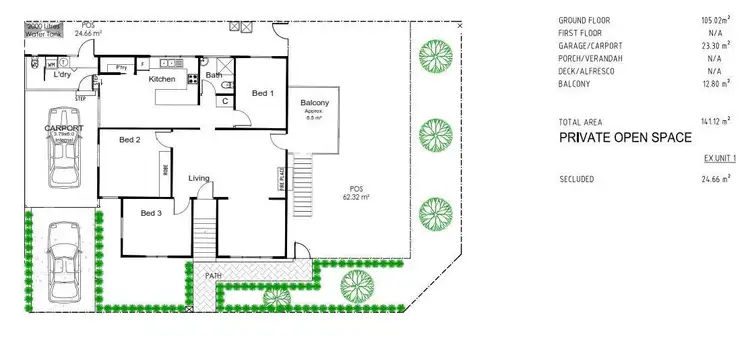 Floorplan of Homely unit listing, 1/118 Paperbark Street, Doveton VIC 3177