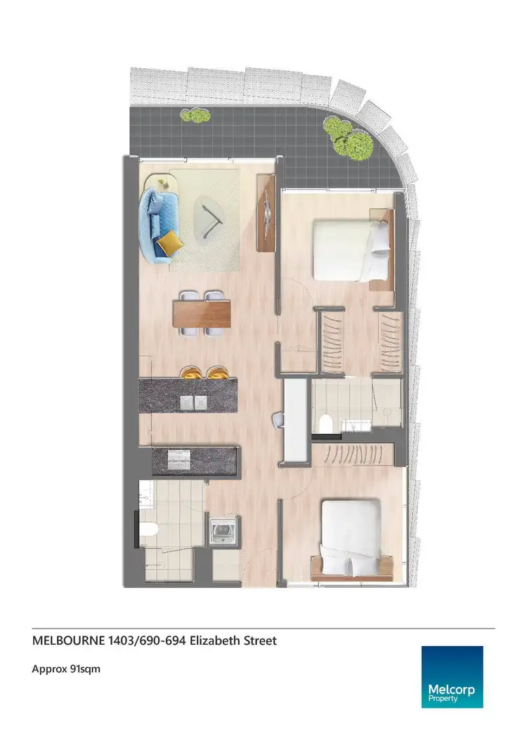 Floorplan of Homely apartment listing, 1403/690-694 Elizabeth Street, Melbourne VIC 3000
