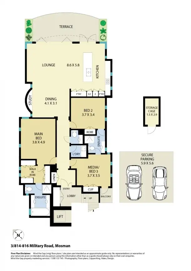 Floorplan of Homely apartment listing, 3/814-816 Military Road, Mosman NSW 2088