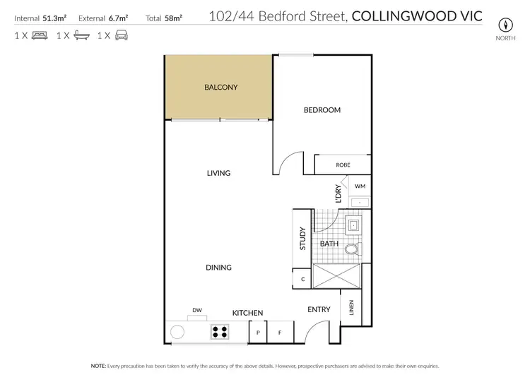 Floorplan of Homely apartment listing, 102/44 Bedford Street, Collingwood VIC 3066