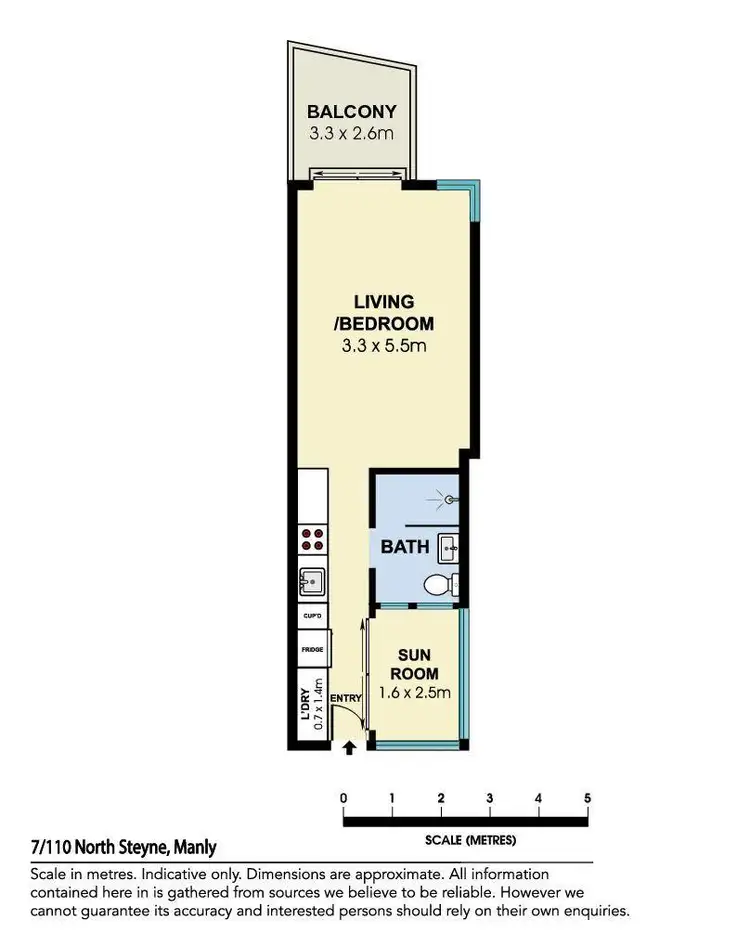 Floorplan of Homely studio listing, 7/110 North Steyne, Manly NSW 2095