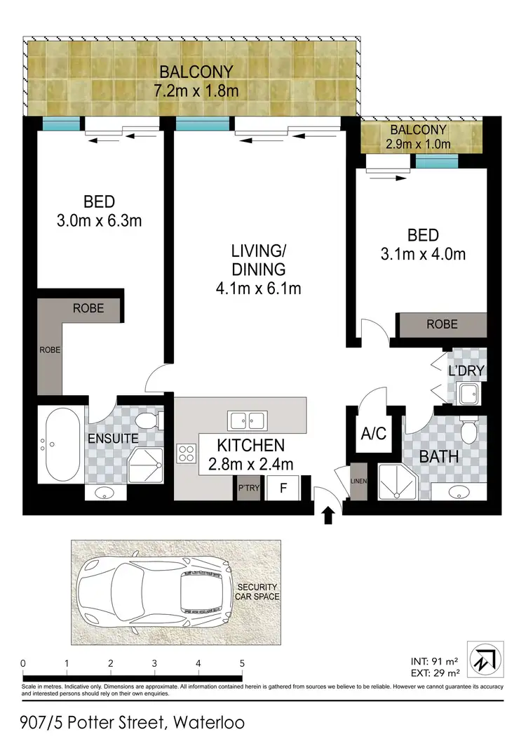 Floorplan of Homely apartment listing, 907/5 Potter Street, Waterloo NSW 2017
