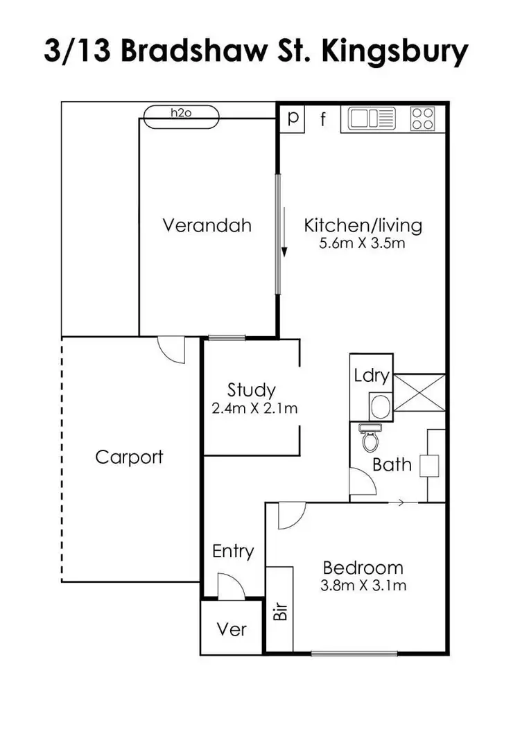 Floorplan of Homely unit listing, 3/13 Bradshaw Street, Kingsbury VIC 3083