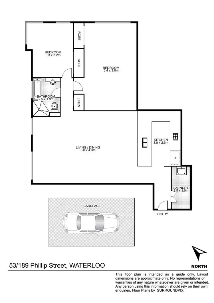 Floorplan of Homely apartment listing, 53/189 Phillip Street, Waterloo NSW 2017