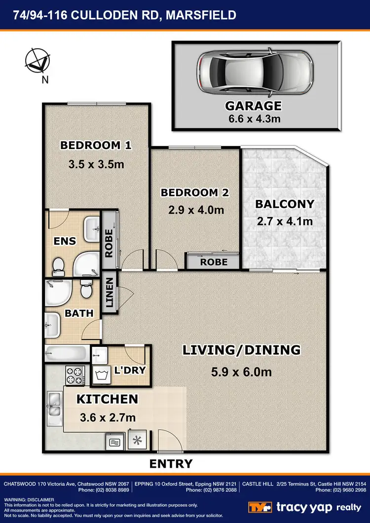 Floorplan of Homely unit listing, 74/94-116 Culloden Road, Marsfield NSW 2122