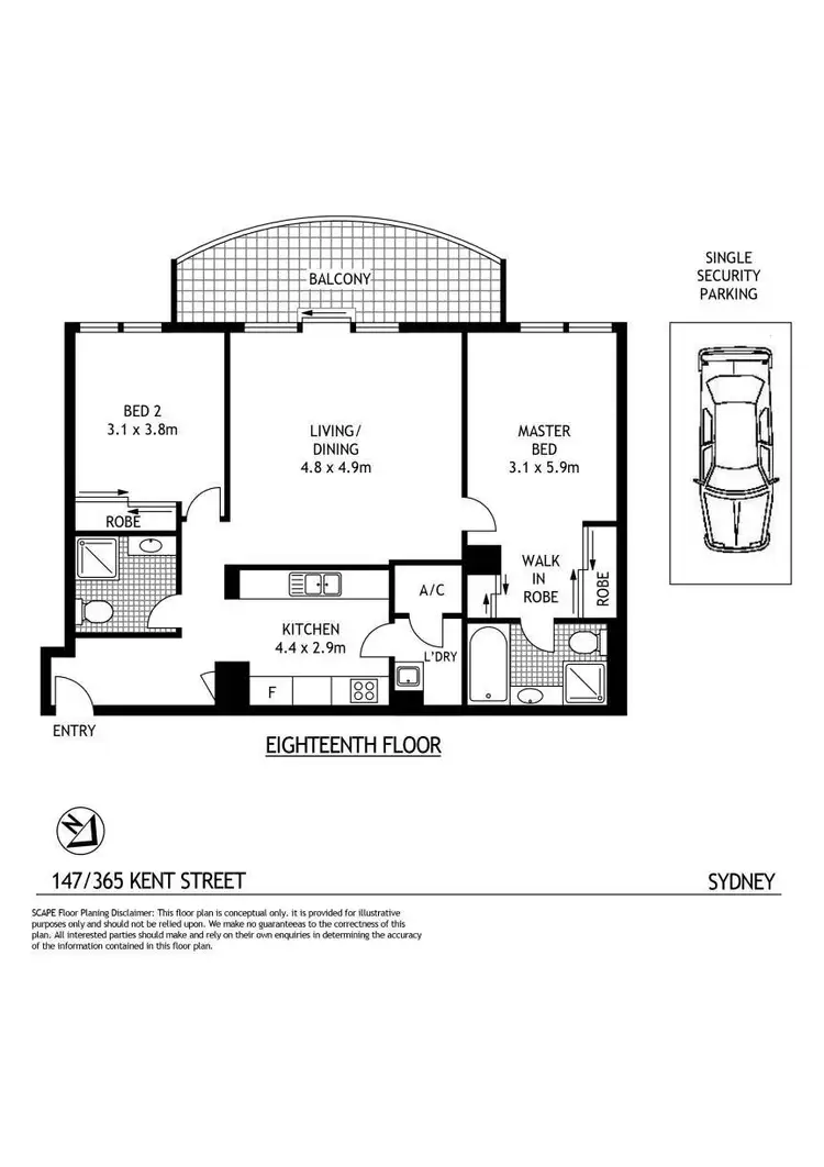 Floorplan of Homely apartment listing, 147/365 Kent Street, Sydney NSW 2000