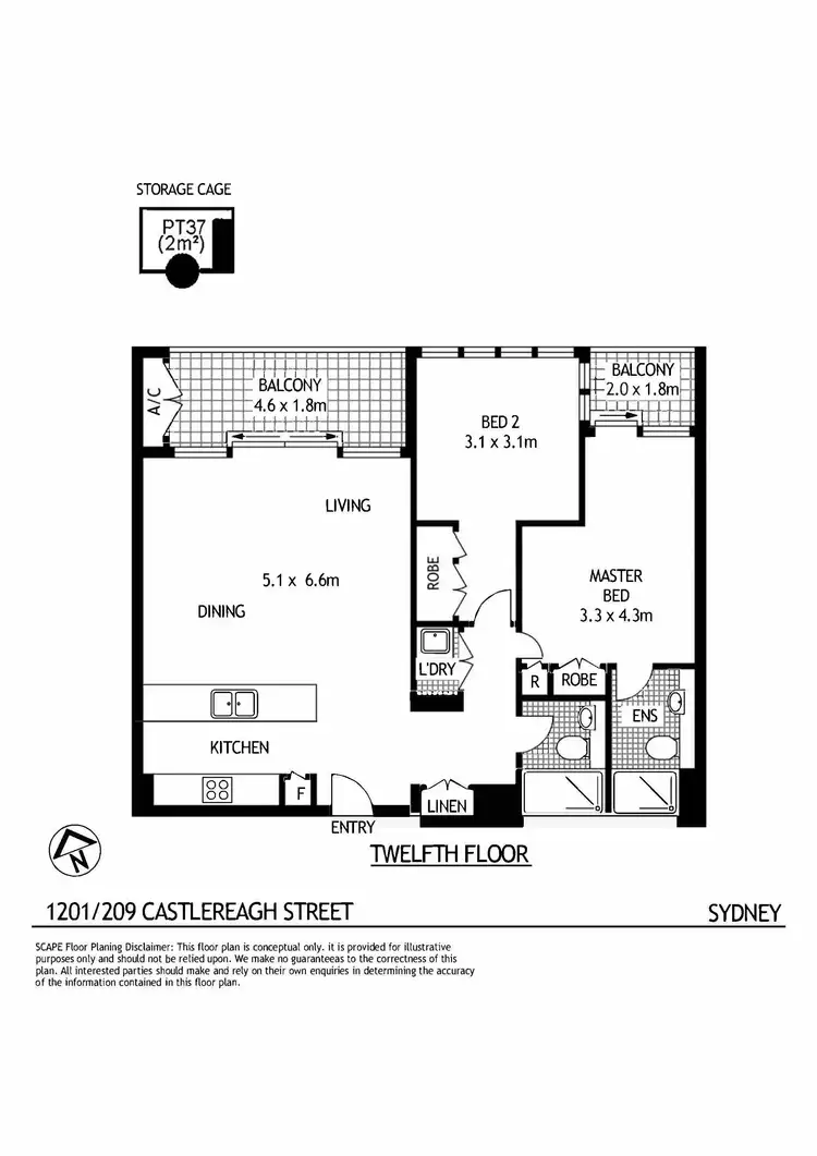Floorplan of Homely apartment listing, 1201/209 Castlereagh Street, Sydney NSW 2000