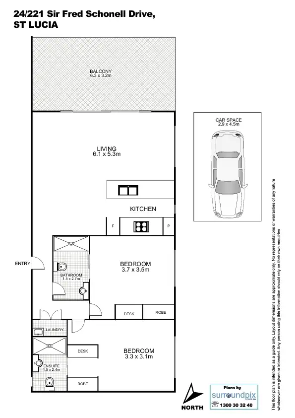Floorplan of Homely apartment listing, 24/221 Sir Fred Schonell Drive, St Lucia QLD 4067
