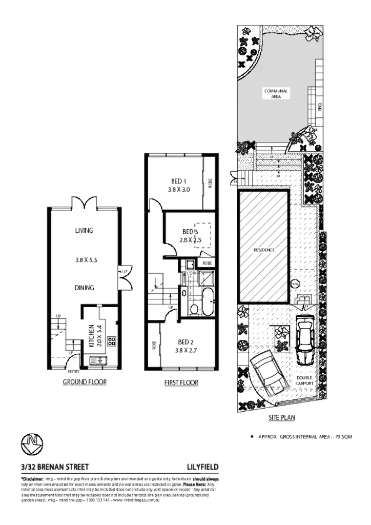 Floorplan of Homely townhouse listing, 3/32 Brenan Street, Lilyfield NSW 2040