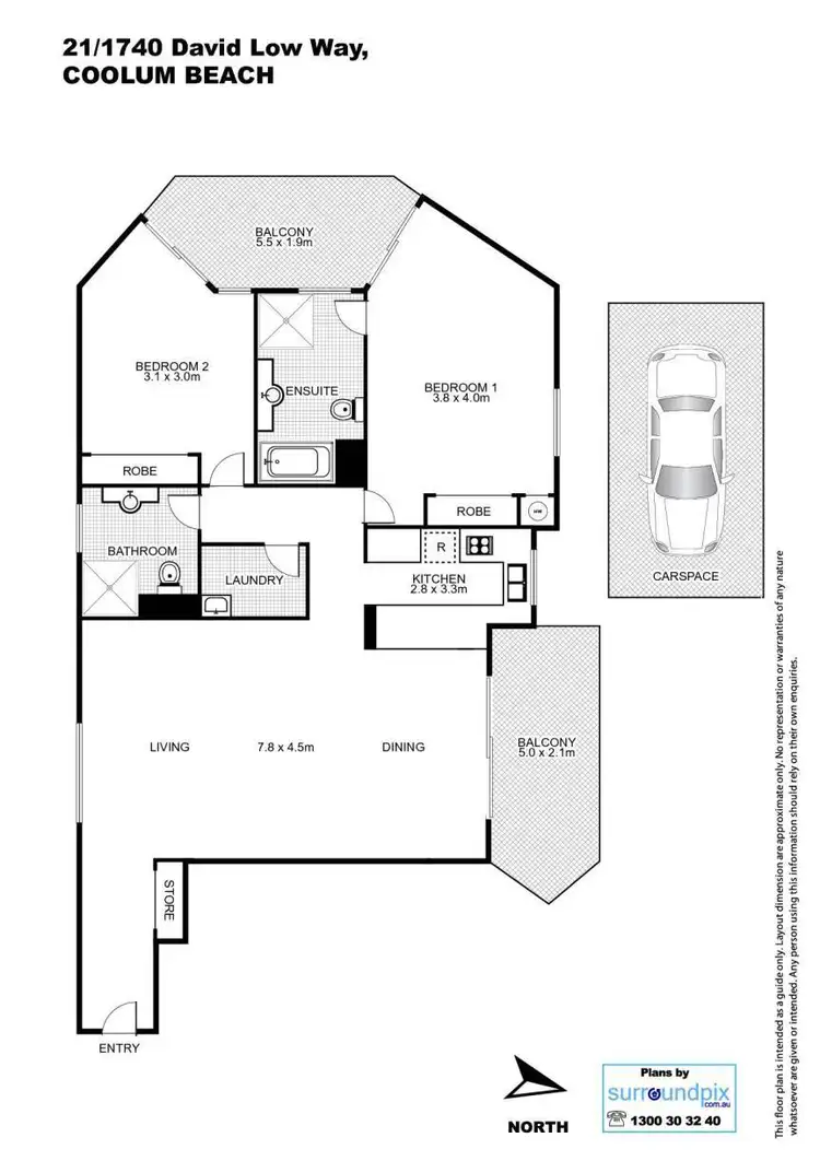 Floorplan of Homely unit listing, 21/1740 David Low Way, Coolum Beach QLD 4573