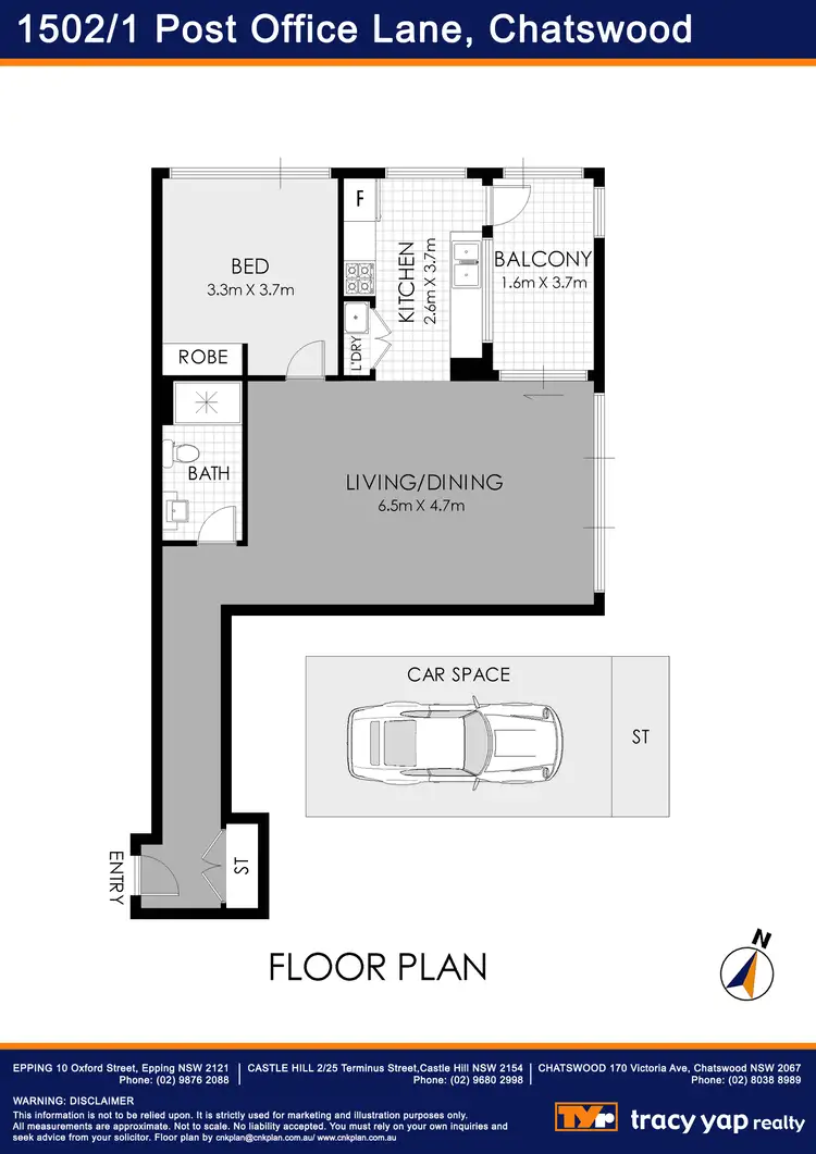 Floorplan of Homely apartment listing, 1502/1 Post Office Lane, Chatswood NSW 2067