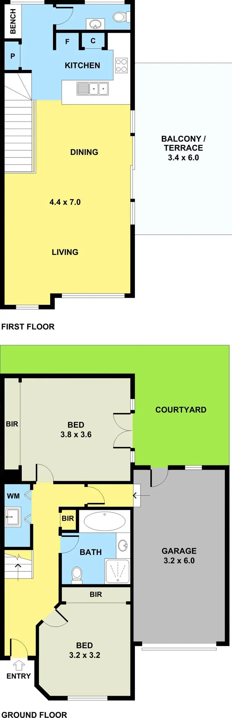 Floorplan of Homely townhouse listing, 2/34 Belair Avenue, Glenroy VIC 3046