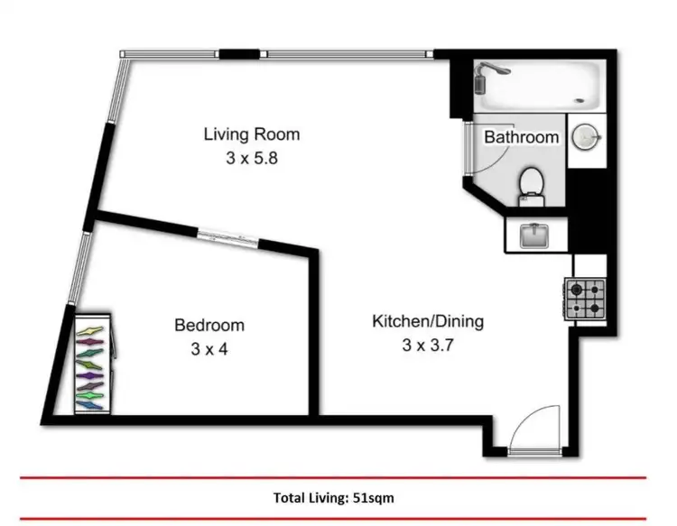 Floorplan of Homely apartment listing, 65/293 North Quay, Brisbane City QLD 4000