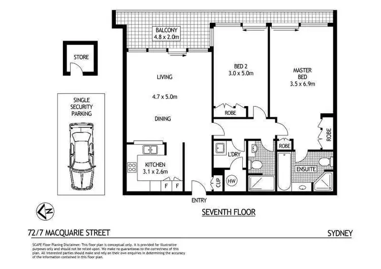 Floorplan of Homely apartment listing, 72/7 Macquarie Street, Sydney NSW 2000