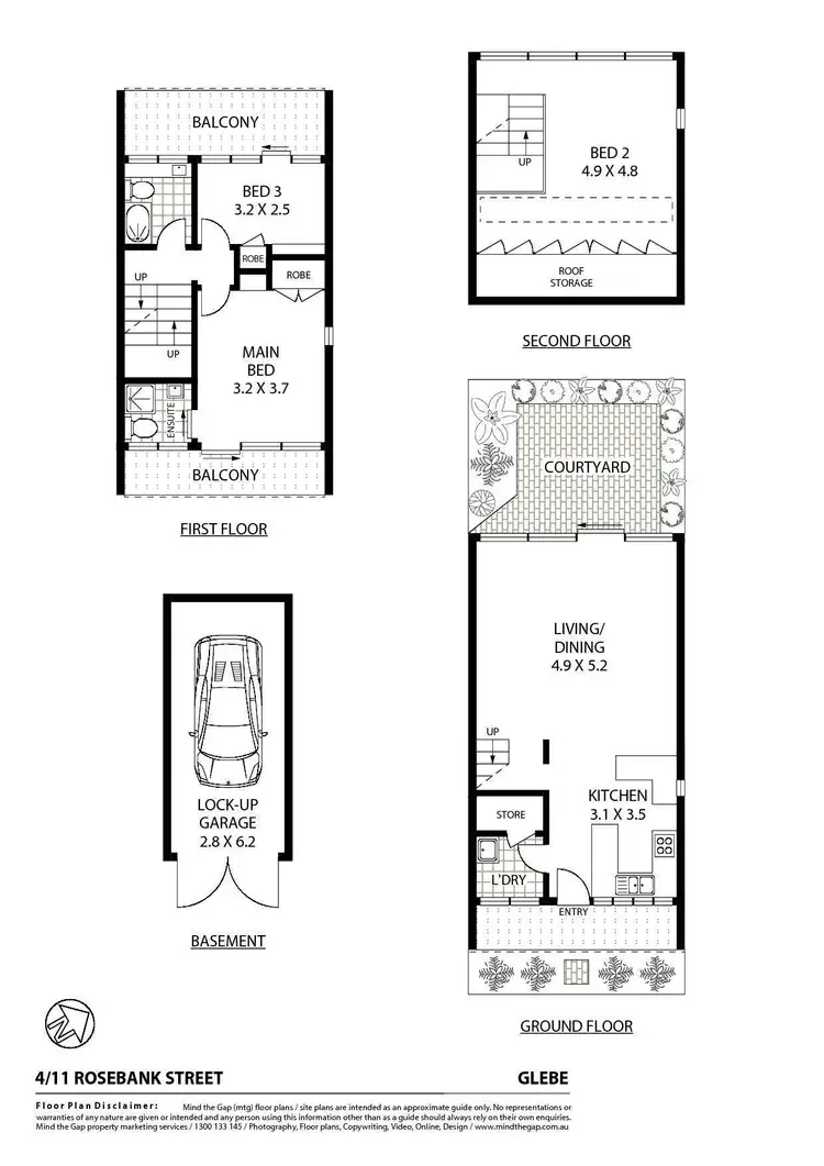Floorplan of Homely townhouse listing, 4/11 Rosebank Street, Glebe NSW 2037
