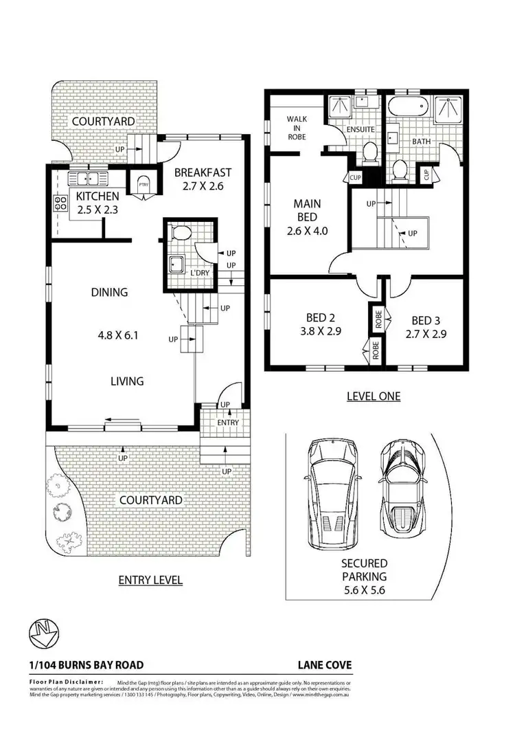 Floorplan of Homely townhouse listing, 1/104 Burns Bay Road, Lane Cove NSW 2066