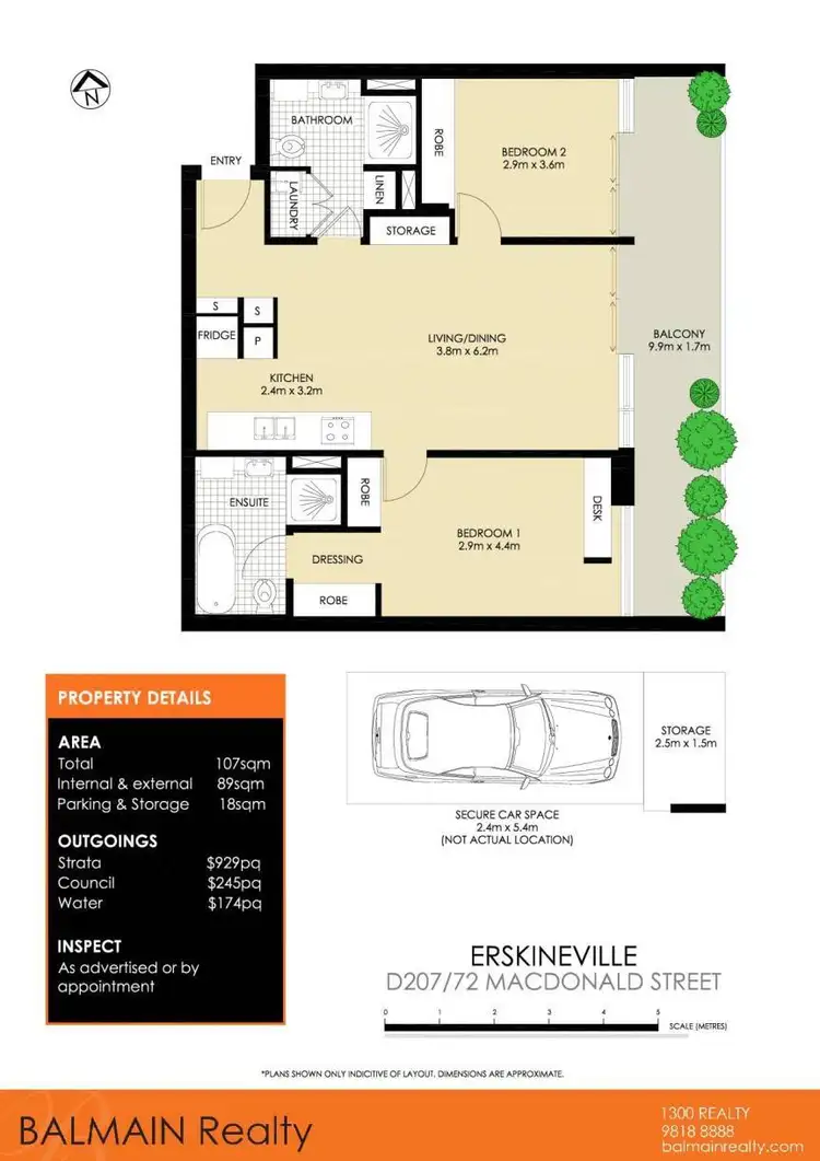 Floorplan of Homely apartment listing, D207/72 MacDonald Street, Erskineville NSW 2043