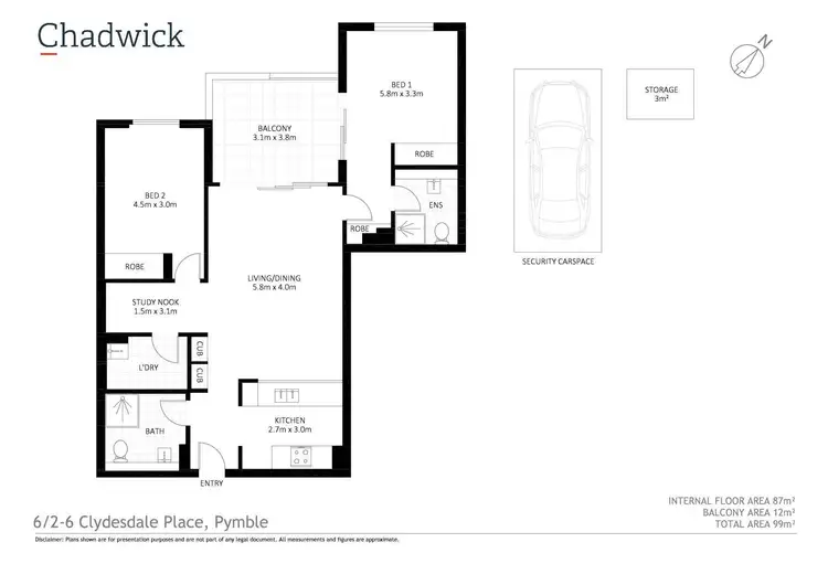 Floorplan of Homely apartment listing, 6/2-6 Clydesdale Place, Pymble NSW 2073