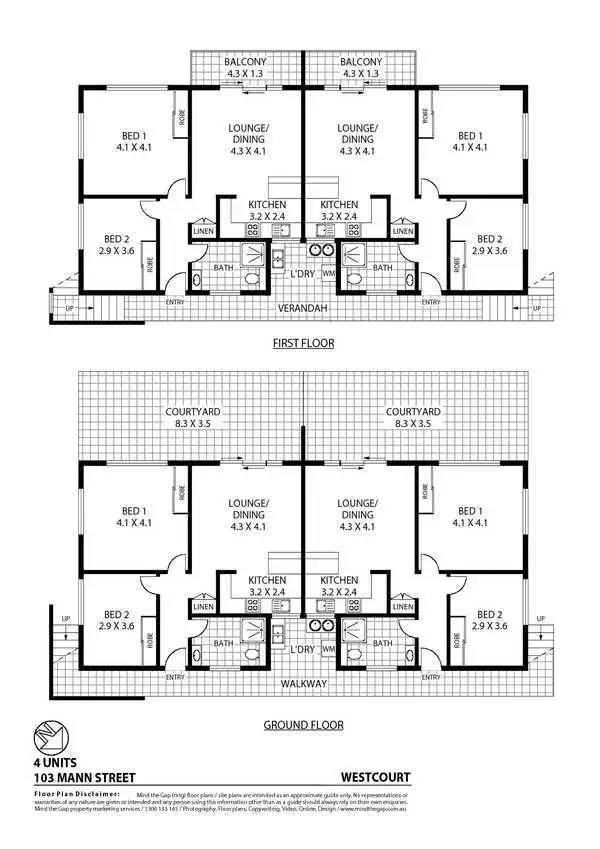Floorplan of Homely block of units listing, 1-4/103 Mann Street, Westcourt QLD 4870