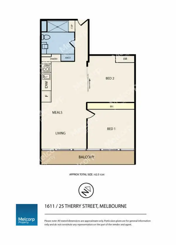 Floorplan of Homely apartment listing, 1611/25 Therry Street, Melbourne VIC 3000