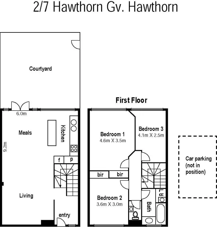 Floorplan of Homely townhouse listing, 2/7 Hawthorn Grove, Hawthorn VIC 3122