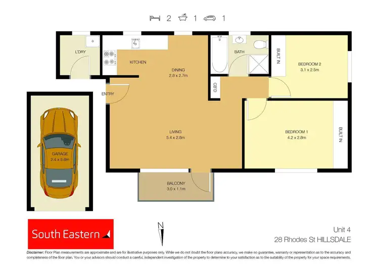 Floorplan of Homely unit listing, 4/28 Rhodes Street, Hillsdale NSW 2036