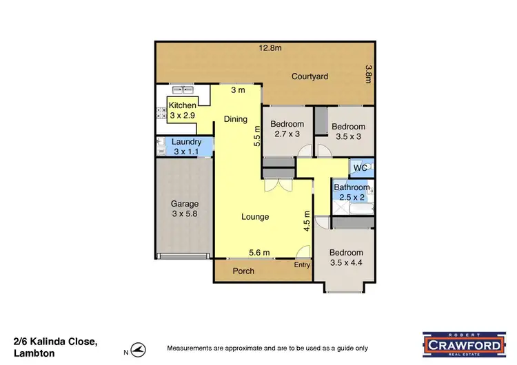 Floorplan of Homely villa listing, 2/6 Kalinda Close, Lambton NSW 2299