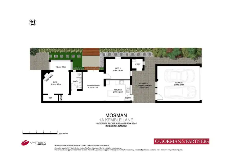 Floorplan of Homely semi-detached listing, 1A Kemble Lane, Mosman NSW 2088