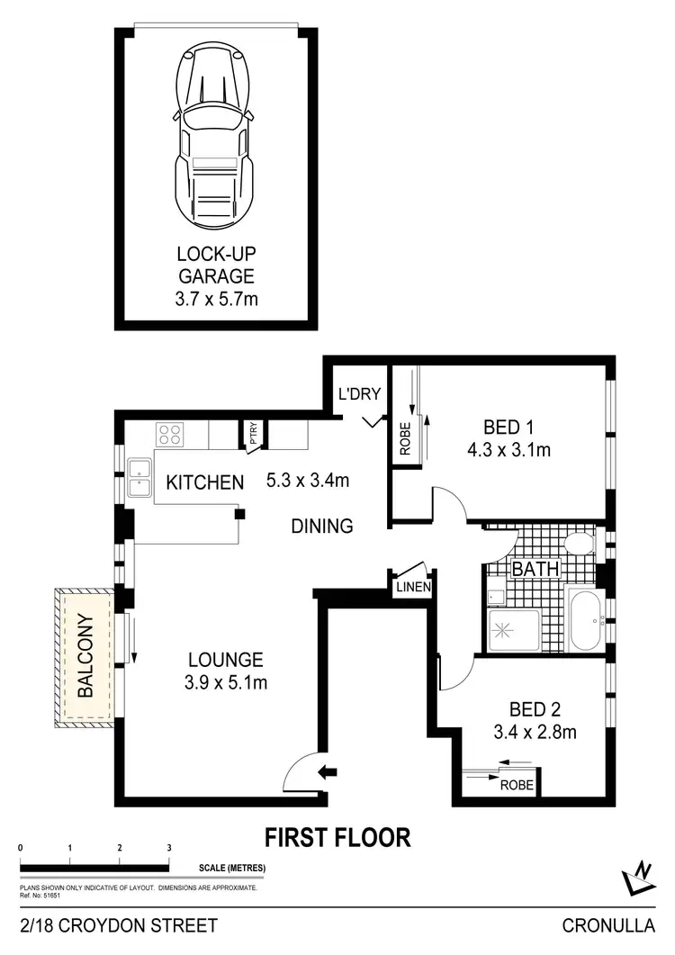 Floorplan of Homely apartment listing, 2/18 Croydon Street, Cronulla NSW 2230