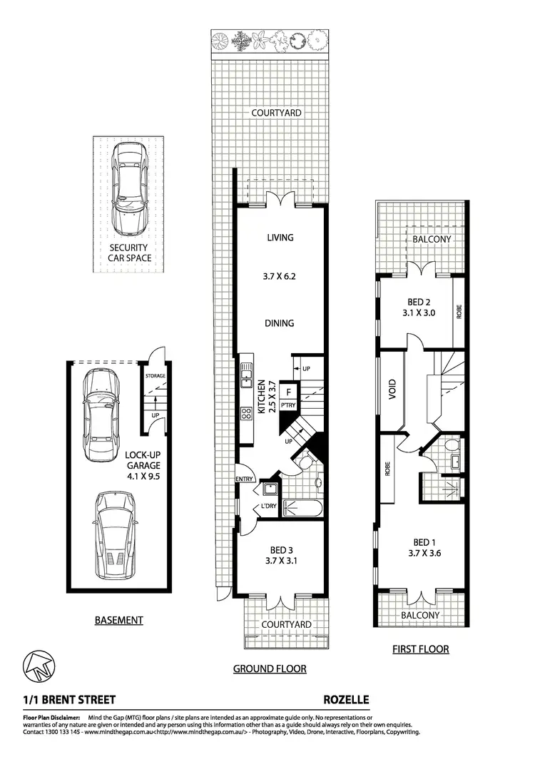 Floorplan of Homely townhouse listing, 1/1 Brent Street, Rozelle NSW 2039