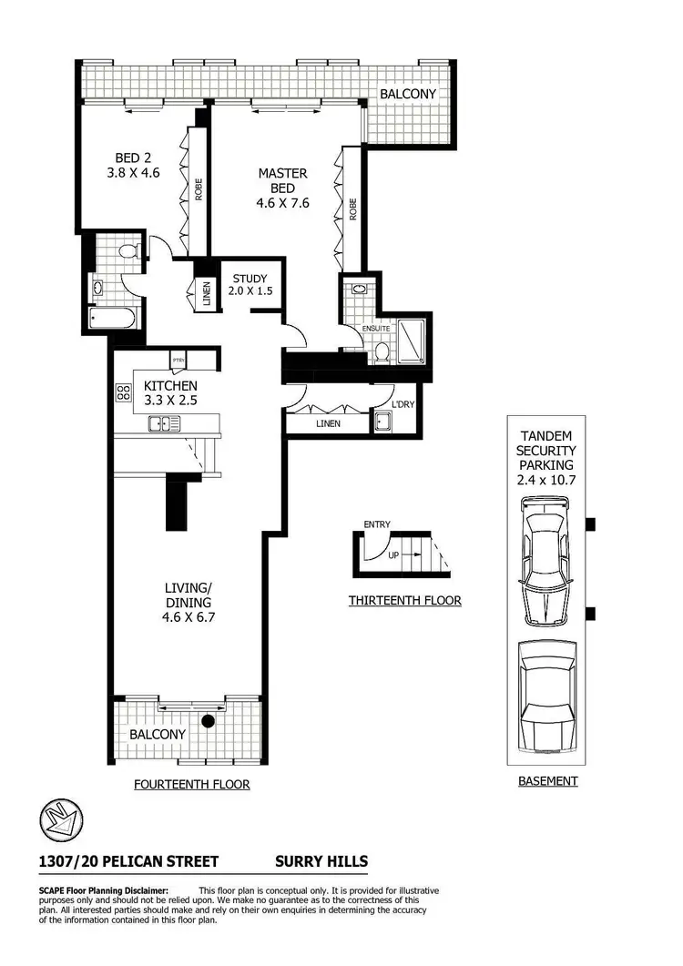 Floorplan of Homely apartment listing, 1307/20 Pelican Street, Surry Hills NSW 2010
