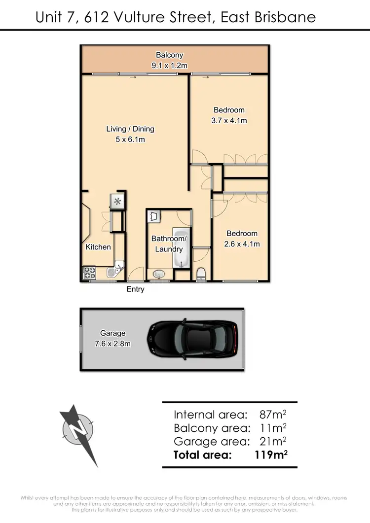 Floorplan of Homely unit listing, 7/612 Vulture Street, East Brisbane QLD 4169