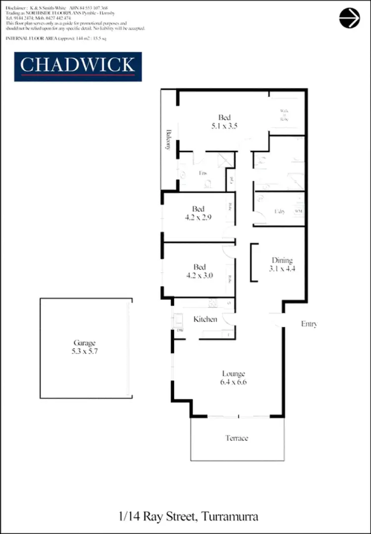 Floorplan of Homely unit listing, 1/14 Ray Street, Turramurra NSW 2074