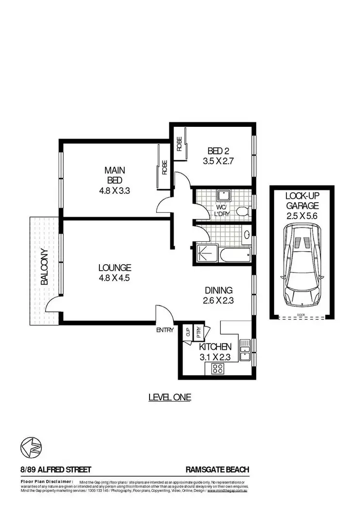 Floorplan of Homely unit listing, 8/89 Alfred St Street, Ramsgate Beach NSW 2217