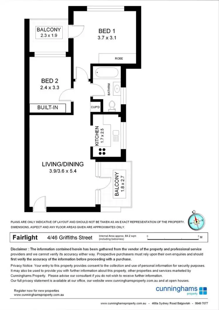 Floorplan of Homely unit listing, 4/46 Griffiths Street, Fairlight NSW 2094