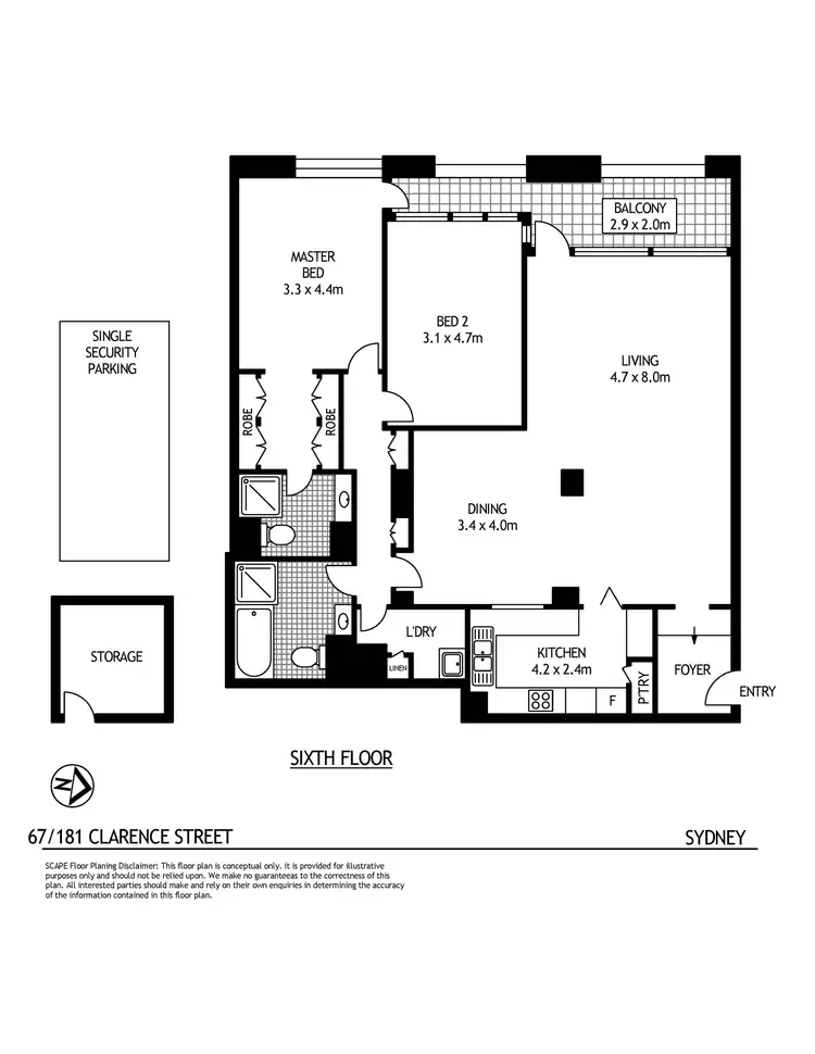 Floorplan of Homely apartment listing, 67/181 Clarence Street, Sydney NSW 2000