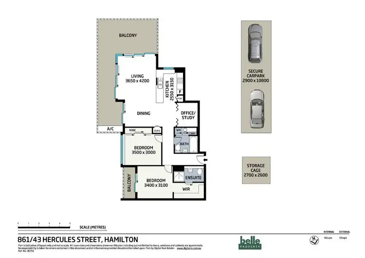 Floorplan of Homely apartment listing, 861/43 Hercules Street, Hamilton QLD 4007
