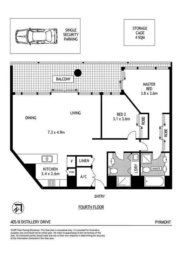 Floorplan of Homely apartment listing, 405/8 Distillery Drive, Pyrmont NSW 2009